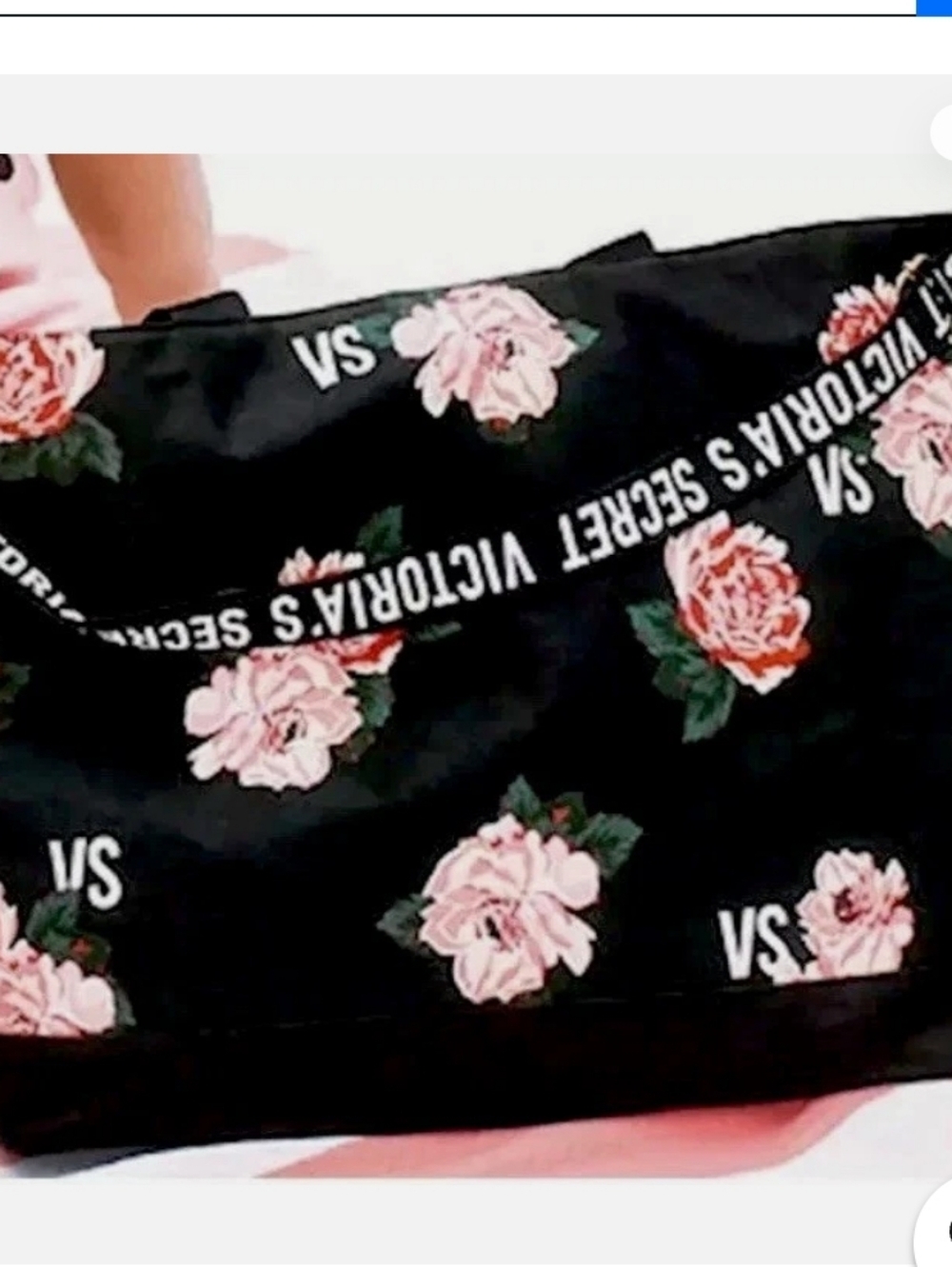 Victoria's Secret Black Floral Tote Bag (0A)